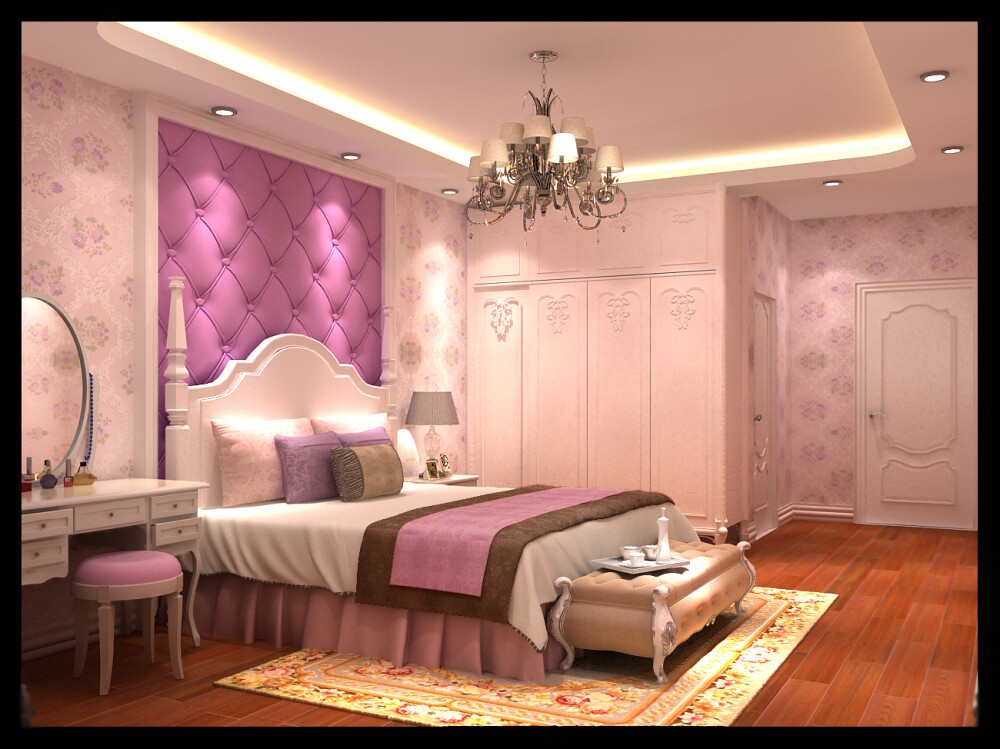浪漫的紫色单身公寓卧室