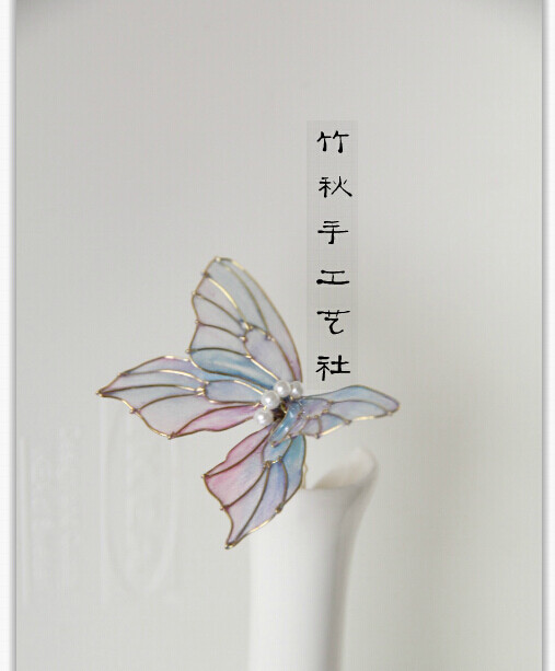 蝶弄美人簪，幻彩渐变色蝴蝶飞舞在发间，古风，和风，cos，摄影，舞台......