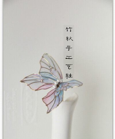 蝶弄美人簪，幻彩渐变色蝴蝶飞舞在发间，古风，和风，cos，摄影，舞台......