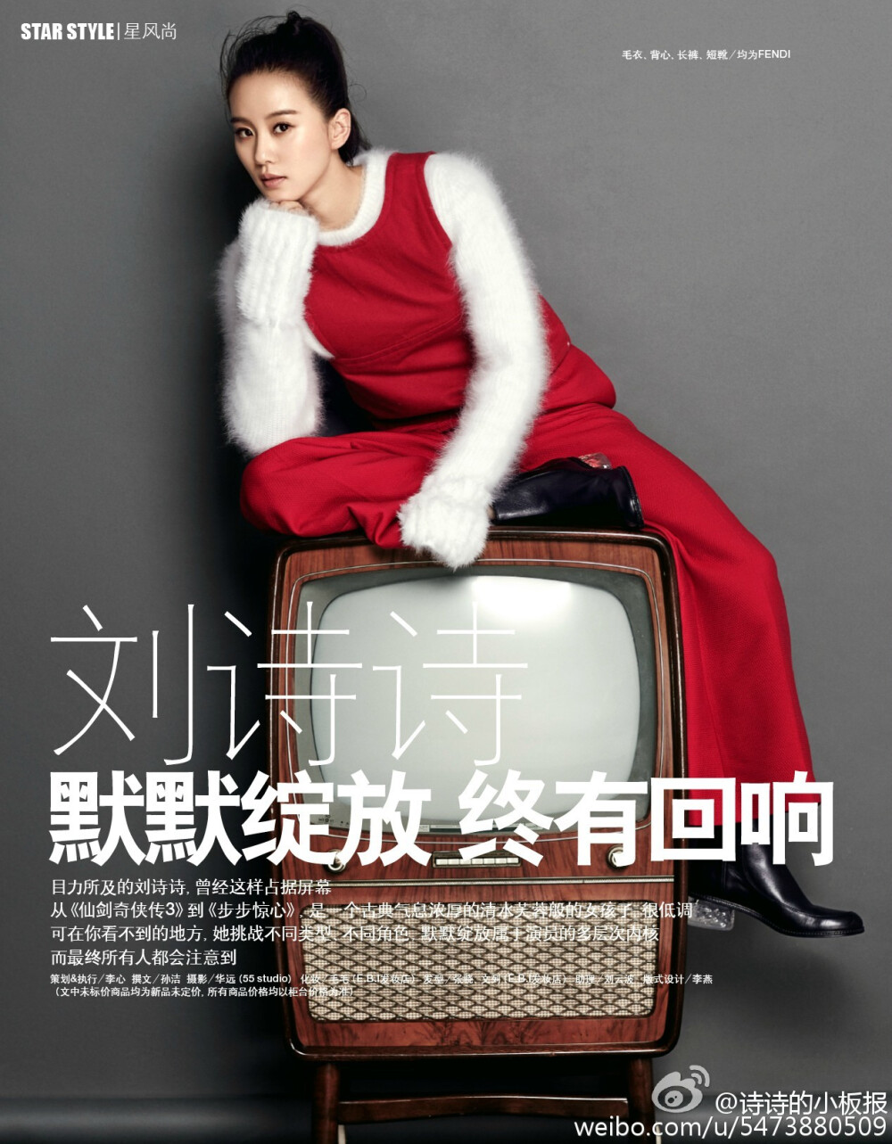 2015《瑞丽时尚先锋》十二月刊封面：刘诗诗（12月刊结束诗诗2015年的时尚之路，2016已经起航，期待我诗携4剧回归！！！注：本宝宝终于回来更新了，学生党伤不起┭┮﹏┭┮）