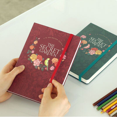 韩国bookfriends 花卉涂色横线本记事本 填色日记本线条本子