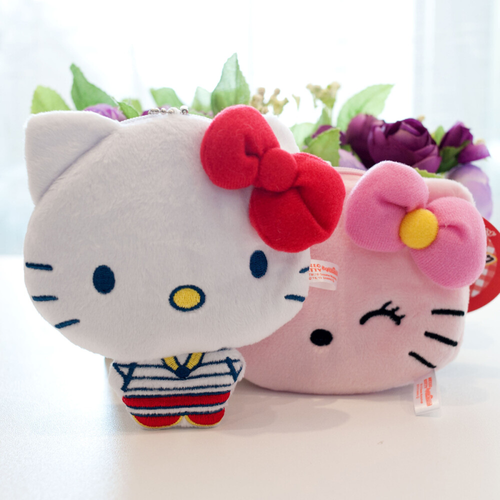 hello kitty头型全身海军款毛绒零钱包卡包收纳包小挂件