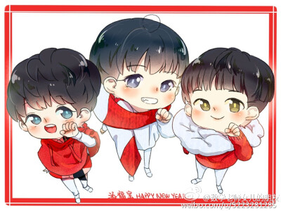 tfboys 手绘 cr.微博@数学老师女儿的朋友