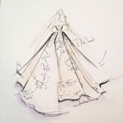 【笔尖时尚】手绘礼服 手绘插画 素材 时装 婚纱礼服