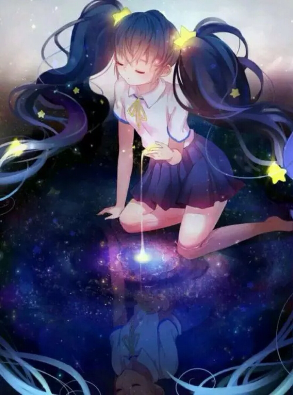 唯美 少女 小清新 温馨 星空 萌 治愈 二次元 高清 壁纸 miku 初音未来