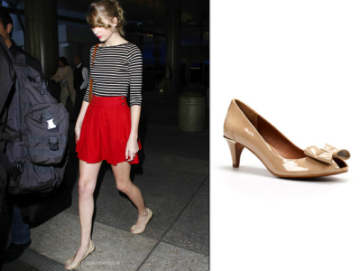 Event：Arriving at LAX airport | Los Angeles, CA | February 22, 2011
Shoes：Zara ‘Patent Leather Peep Toe w/ Bow Pumps’
Worn with: Zara top, Zara skirt and Ralph Lauren bag
Taylor于2011.02.22到达…