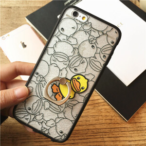 小黄鸭iphone6S支架手机壳苹果6plus全包软壳4.7寸6S指环手机壳