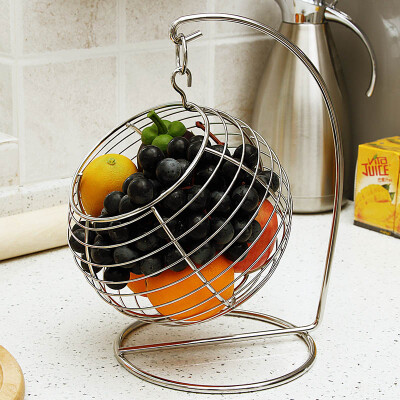 欧润哲 不锈钢摇摆水果篮 创意圆形果盘瓜果沥水盘水果沥水篮