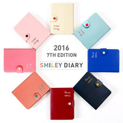 韩国monopoly 2016皮革搭扣笑脸日记本一天一页SMILEY DIARY