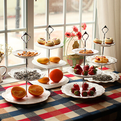 欧式果盘心形草莓爱心三层水果盘蛋糕盘架创意托盘果盘时尚糖果盘