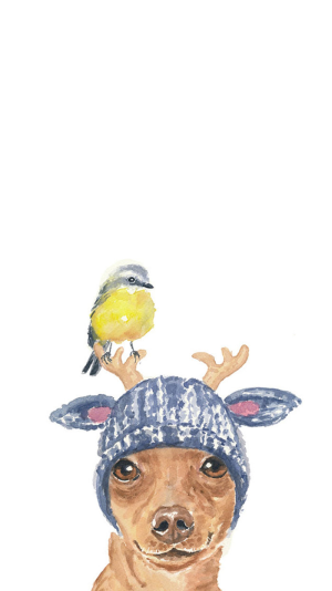 童趣卡通可爱狗狗水彩画