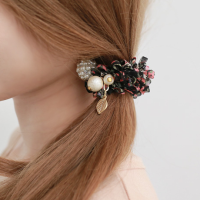 韩国进口发饰头饰时尚甜美气质清新小碎花珍珠发圈潮