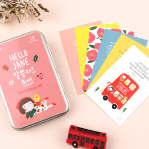 Gracebell韩国文具创意可爱小卡片贺卡留言卡明信片铁盒套装50张