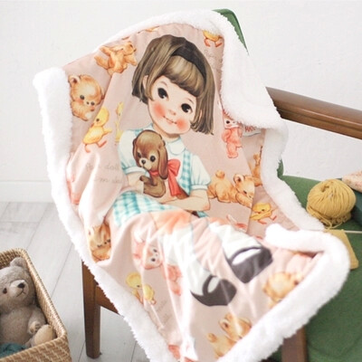 afrocat 韩国可爱娃娃柔软空调毯毛毯办公居家午睡毯冬季毛绒毯子