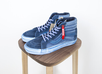 积木 VANS sk8-hi California 蓝色水洗做旧高帮帆布鞋原盒