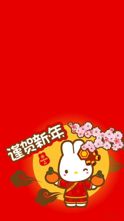 #手机壁纸#RABBYCC新年梅花系列贺图NO.1 别问背后黄黄的圆圈是什么~它是一个发光体OK~©RABBYCC 蓝漫文化出品