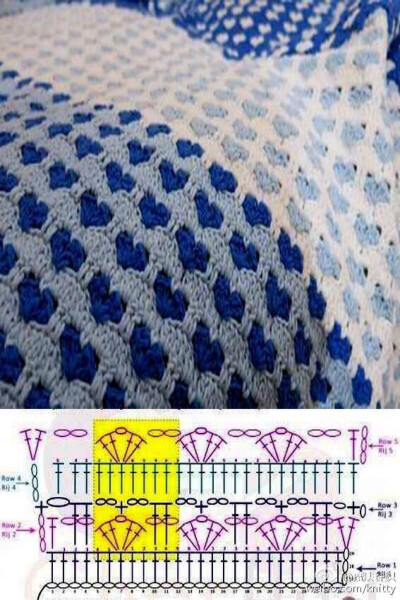 钩织 图解❤️爱心毯子