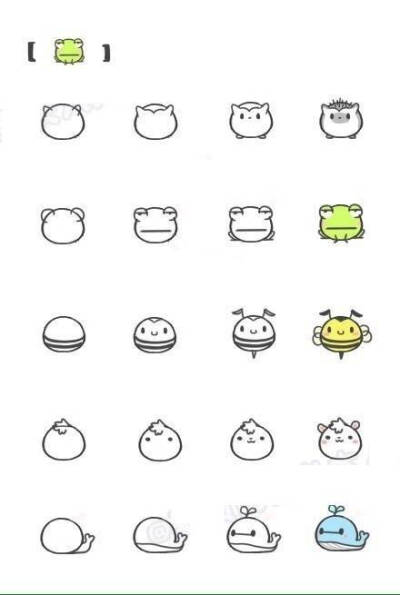 可爱简笔画，平时无聊画着玩。
