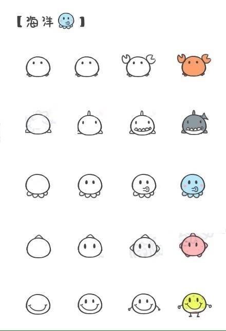 可爱简笔画，平时无聊画着玩。