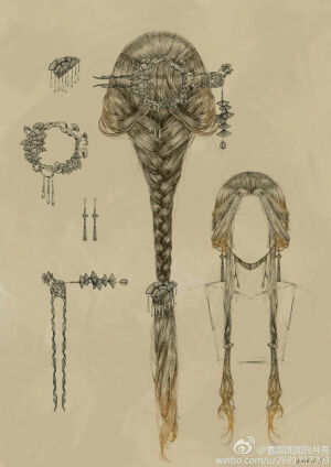 古代女子，头发