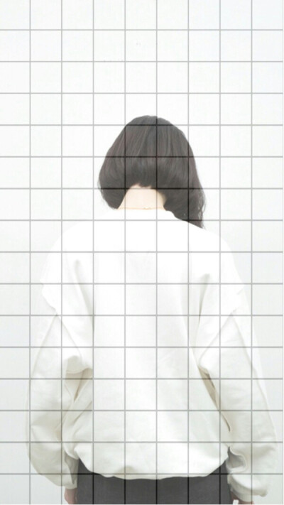 女生 背影 小清新 短发 格条 黑白 忧伤