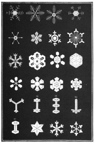 1863年艺术家Amer绘制的《Snowflakes》各种雪花图标8