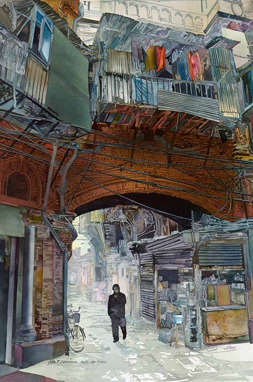 【侵删】#涂鸦王国# John Salminen，以写实的城市景观作品被大众广泛认知，并成为在美国屡获殊荣的水彩画家。他的作品被描述为“充满细节的街景”。这次分享作者笔下那个古老又传统的中国。http://t.cn/R4NpsXr