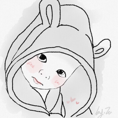 这两天给人画的小画，这孩子真萌
