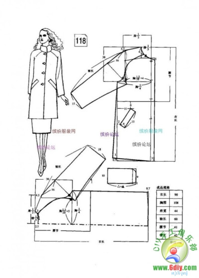 服装图纸，剪裁，女装