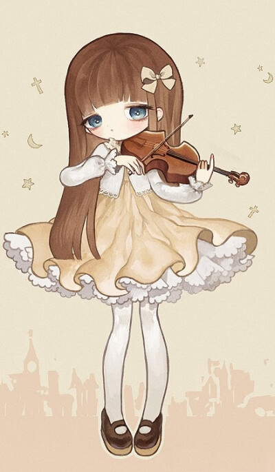 拉小提琴(这眼神,一看就知道拉地不好听)