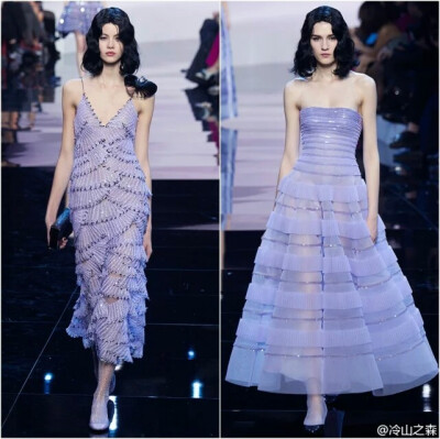 【甲醛大人】Armani Privé Haute Couture s/s 2016┃设计师通过特殊材质和轻盈面料，上演了这出飘渺如梦的烟紫色专场 （侵删） 