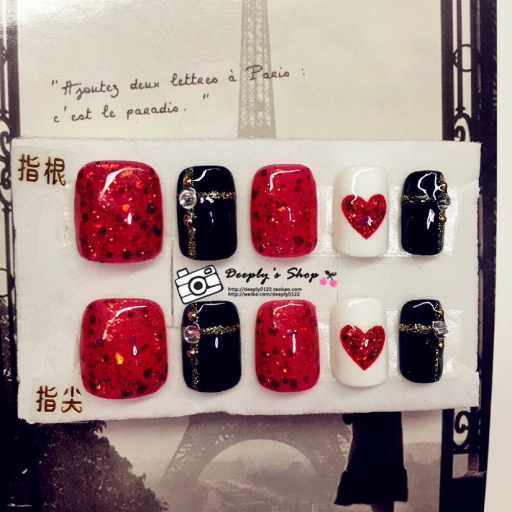 红色系新年美甲