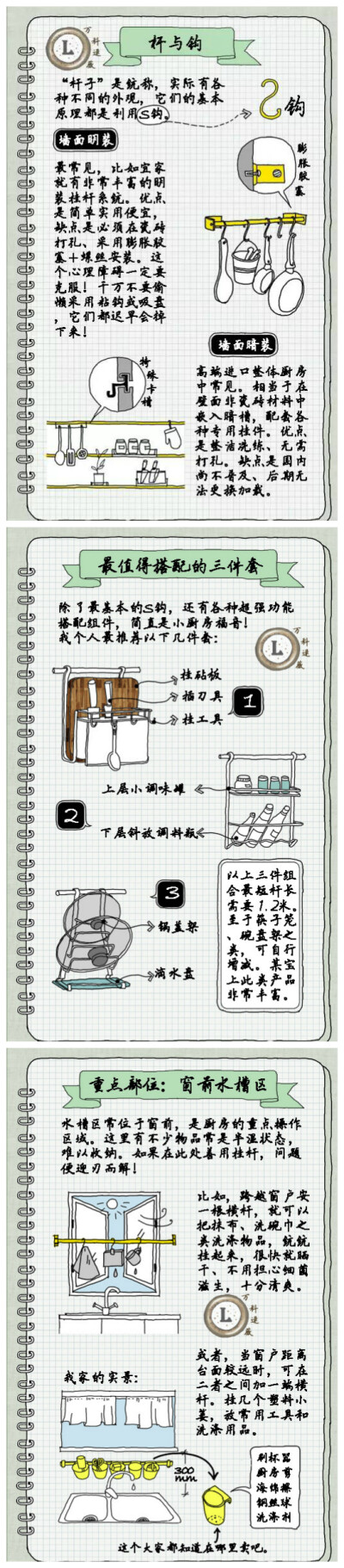 3.杆~from 万科住宅设计师逯薇的写写画画12：《厨房·橱柜篇》and13：《厨房·收纳篇》