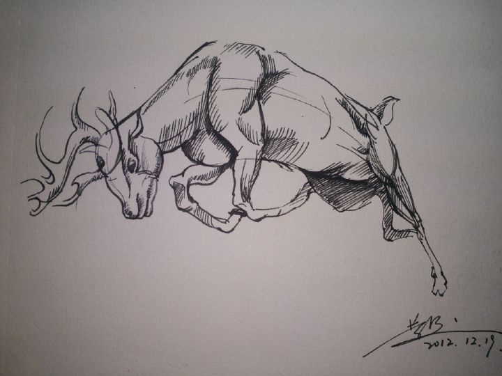 素描速写梅花鹿