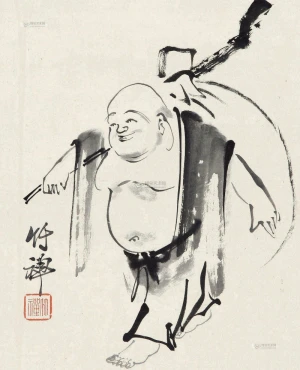 水墨画 布袋和尚 布袋和尚图- 国画- 概吧