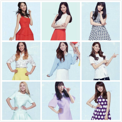 少女时代 Girls'Generation 泰妍 Taeyeon 林允儿 Yoona 郑秀妍 Jessica 李顺圭 Sunny 崔秀英Soo Young 徐珠贤 Seohyun 黄美英 Tiffany 权侑莉 Yuri 金孝渊 Hyoyeon