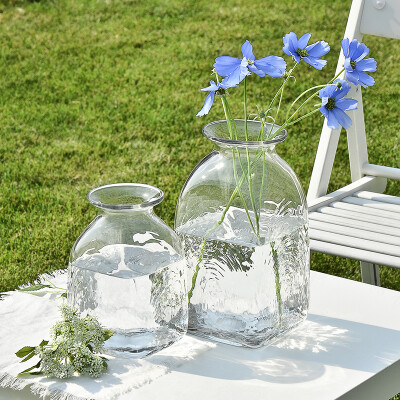 卡莎慕 月沐青园美式乡村透明水培玻璃花瓶 纯手工桌面插花瓶