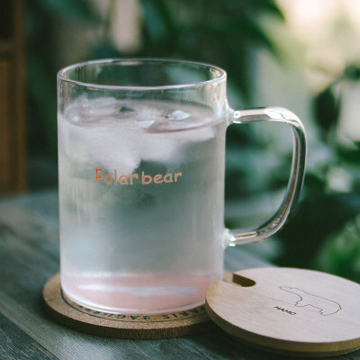 「白糖」带盖的杯杯！日式耐热灯工玻璃杯 北极熊小鹿超美水杯子