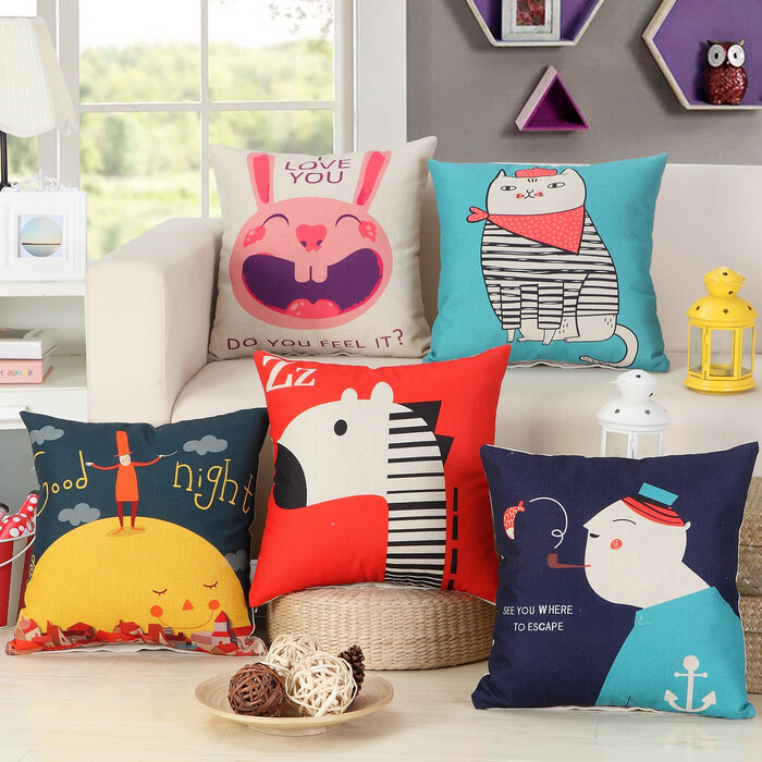 诗凡尼趣味汽车卡通靠枕办公室沙发靠垫套办公椅护腰靠背