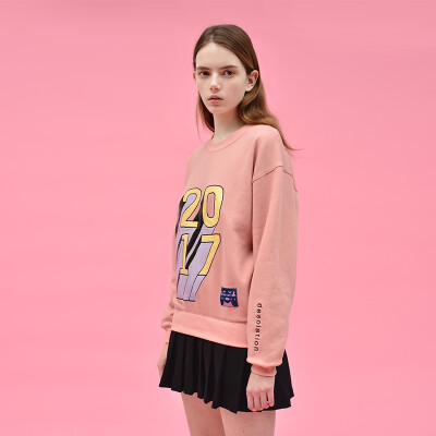MSKOOK 春季1月20日首发2017拼皮卫衣套裙－粉色