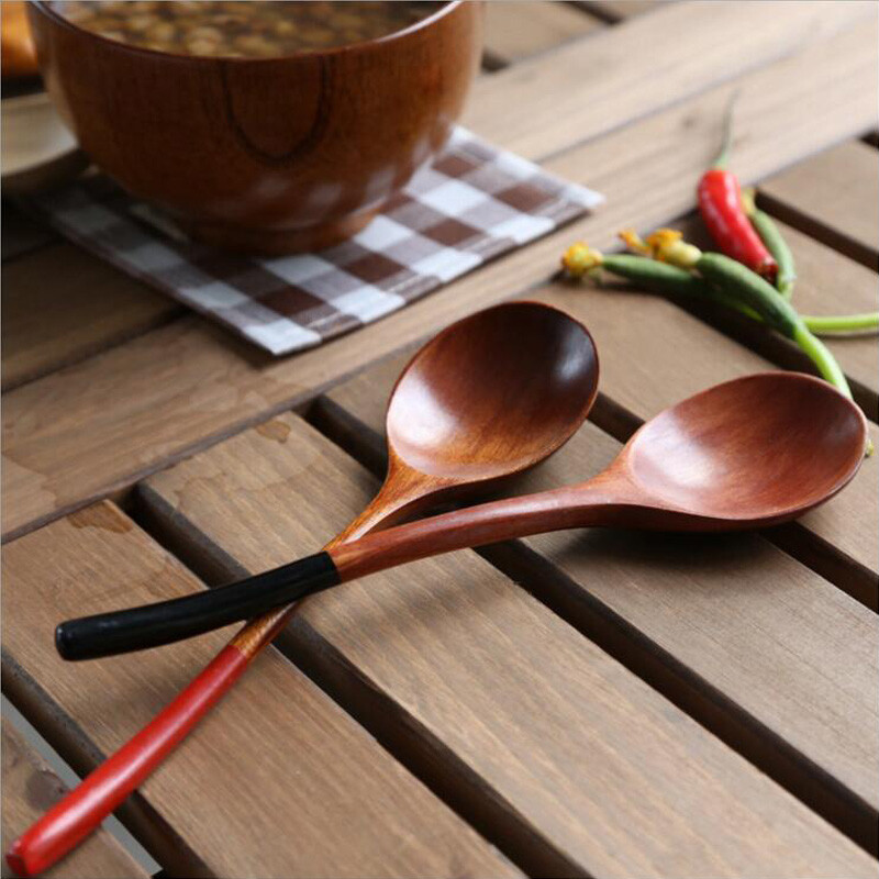 木质勺实木餐具木勺子调羹长柄汤勺饭勺茶勺刀叉勺咖啡勺3个