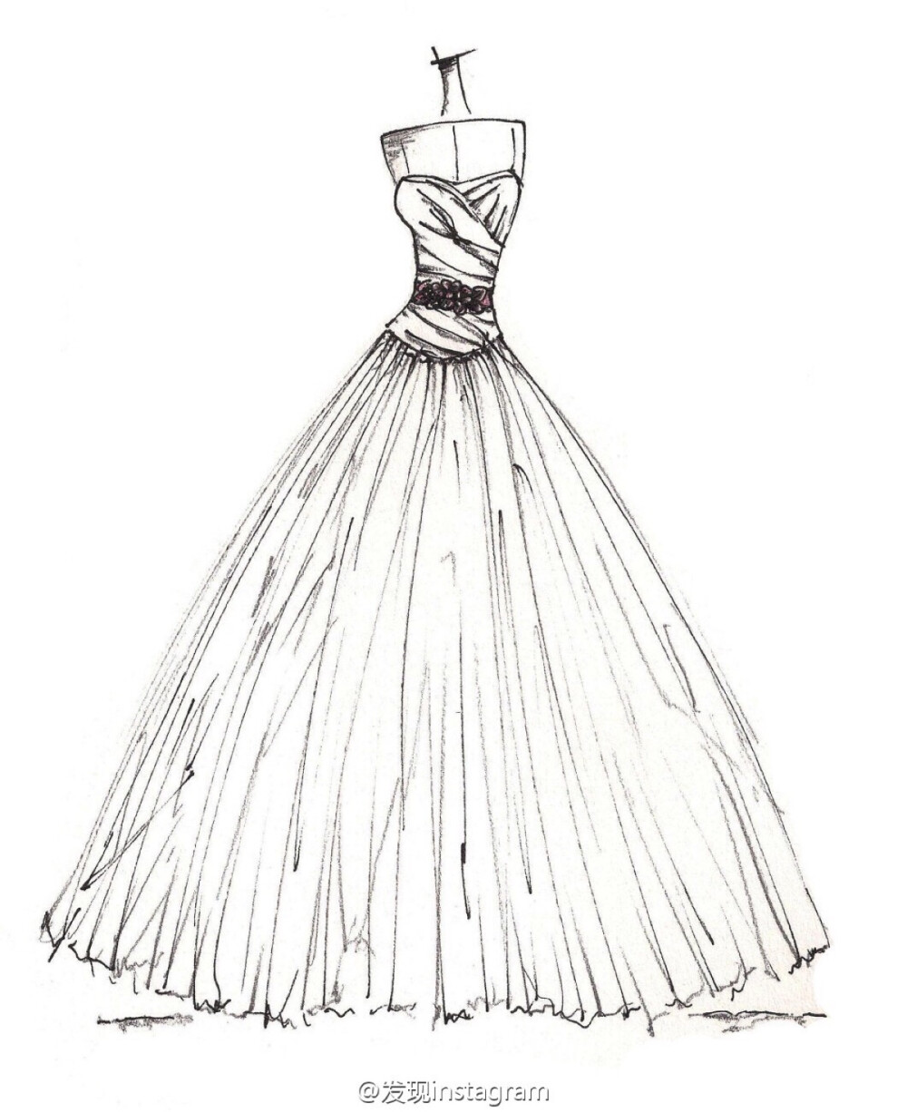 【简单黑白—线条的魅力】笔尖时尚 手绘插画 素材 时装周 婚纱手绘 铅笔画 设计稿