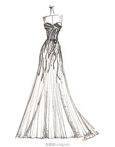 【简单黑白—线条的魅力】笔尖时尚 手绘插画 素材 时装周 婚纱手绘 铅笔画 设计稿