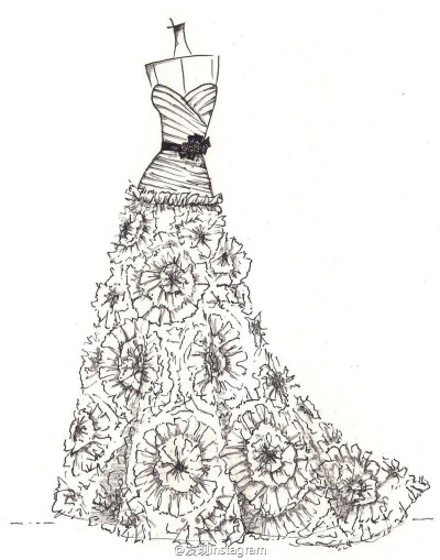 【简单黑白—线条的魅力】笔尖时尚 手绘插画 素材 婚纱手绘 铅笔画 设计稿