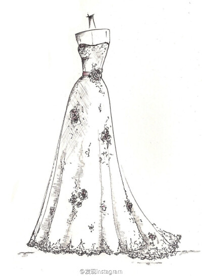 【简单黑白—线条的魅力】笔尖时尚 手绘插画 素材 婚纱手绘 铅笔画 设计稿