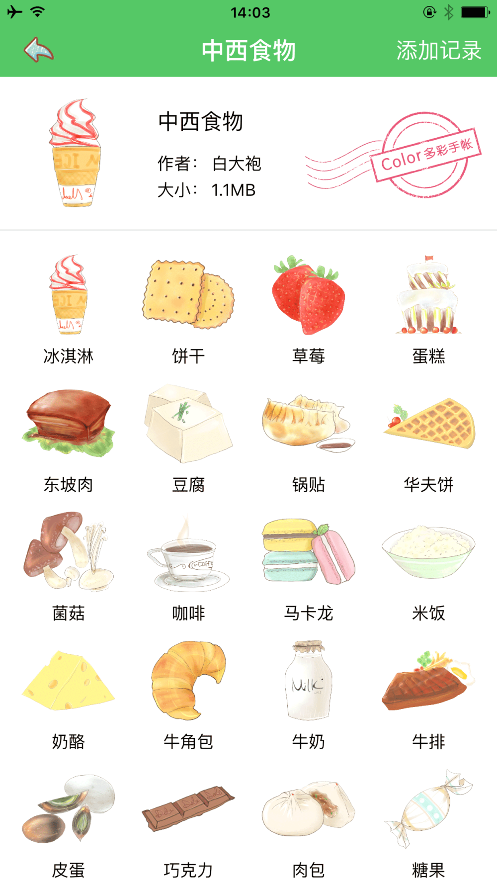 中西美食贴纸