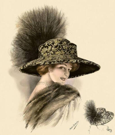 20世纪初的时尚女帽。「复古迷」
