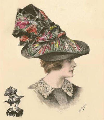 20世纪初的时尚女帽。「复古迷」