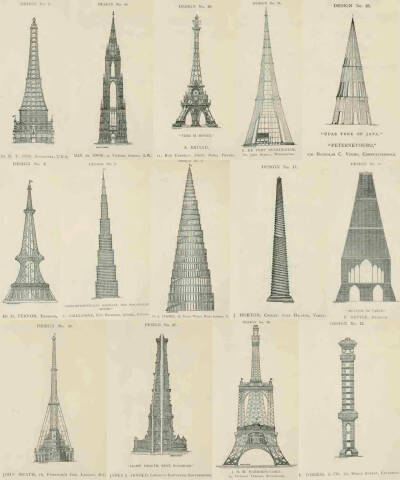 1881年被毙掉的埃菲尔铁塔设计稿。