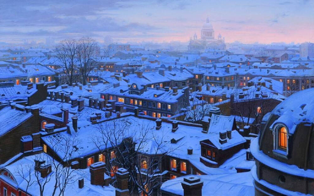 银装素裹的欧洲城市。作者：Evgeny Lushpin